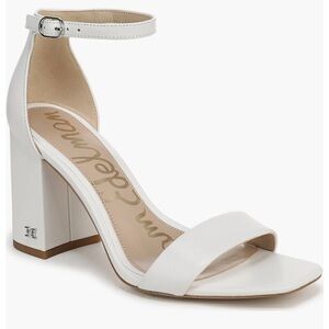 Sam Edelman Daniella White Ankle Strap Block Heels